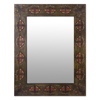 Artisan Crafted Tooled Leather Wall Mirror