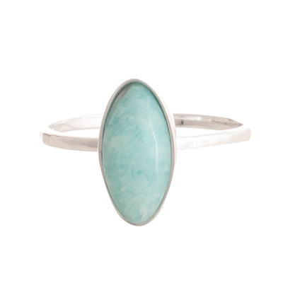 Sterling Silver and Amazonite Cocktail Ring From Peru