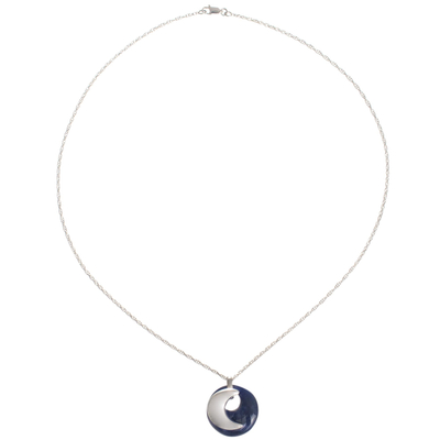 Sodalite and Sterling Silver Pendant Necklace with Moon