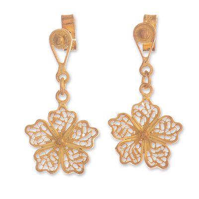 Jara Flower Inspired 24k Gold Plated Filigree Earrings