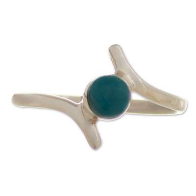 Chrysocolla and 950 Silver Cocktail Ring from Peru