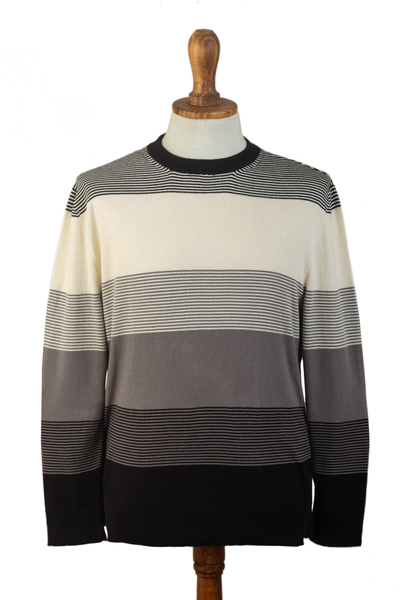 Striped All-Cotton Sweater from Peru