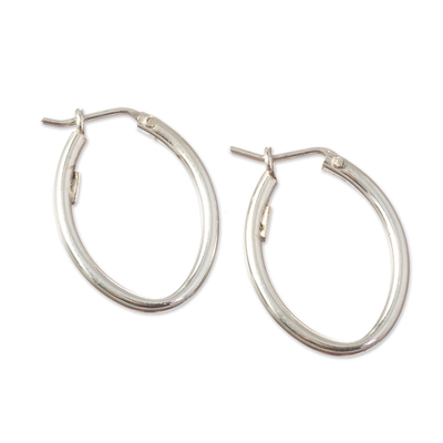 Oval Sterling Hoop Earrings