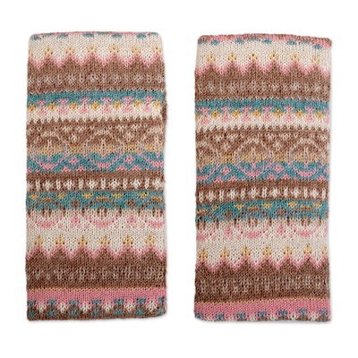 Fingerless Mitts Knitted from 100% Alpaca in Peru