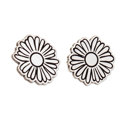 Artisan Crafted Flower Button Earrings