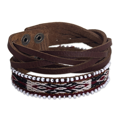 Andean Braided Leather and Wool Bracelet