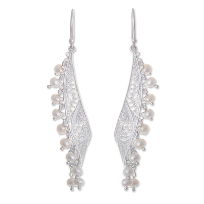 Filigree Earrings with Cultured Pearls