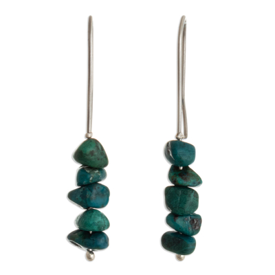 Handcrafted Natural Chrysocolla Drop Earrings from Peru