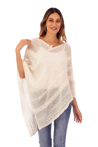 Handwoven Peruvian Baby Alpaca Blend Poncho Soft to Touch