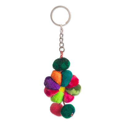 Handcrafted Multicolor Andean Flower Keychain from Peru