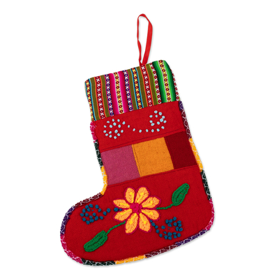 Peruvian Handcrafted Christmas Stocking with Andean Details