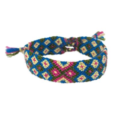 Peruvian Handwoven Wristband Bracelet in Spring Colors