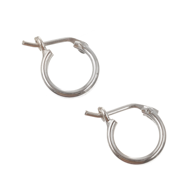 Handmade Modern Sterling Silver Mini Hoop Earrings from Peru