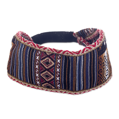 Acrylic Headband Crafted with Andean Textile in Dark Tones