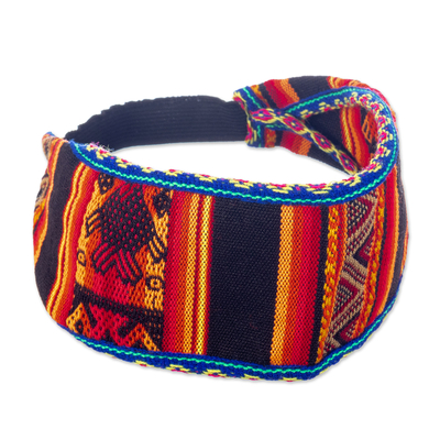 Acrylic Headband Crafted with Andean Textile in Red Tones