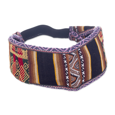 Acrylic Headband Made with Andean Textile in Dark Tones