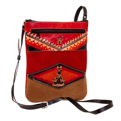 Red Llama Suede Sling with Adjustable Leather Strap