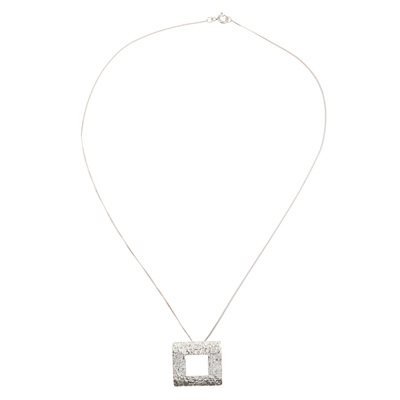 Sterling Silver Modern Necklace with Geometric Pendant