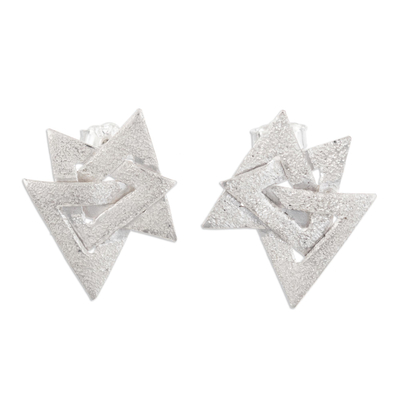 Handcrafted Sterling Silver Geometric Button Earrings