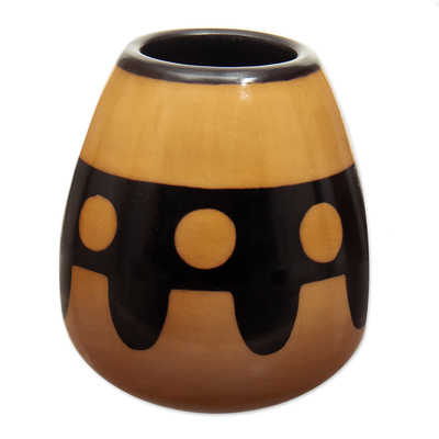 Handcrafted Ceramic Decorative Vase in Warm Palette
