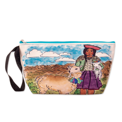 Printed Andean Landscape Toiletry Bag with Zipper Closure