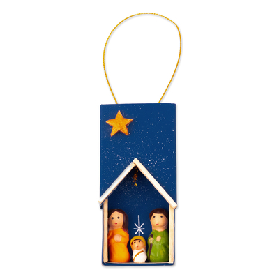 Eco-friendly Blue Nativity Christmas Ornament