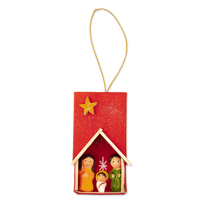 Eco-friendly Red Nativity Christmas Ornament