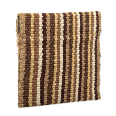 Striped Hand-Woven Cotton Coin Pouch with Snap Top Closure
