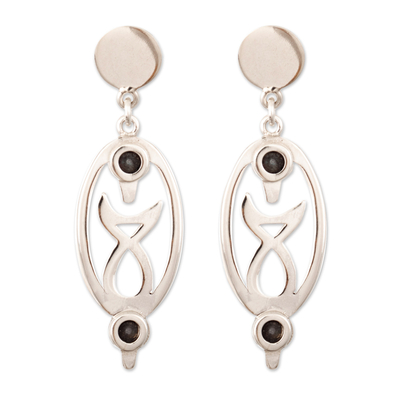 Fish Sterling Silver Oval-Shaped Dangle Earrings