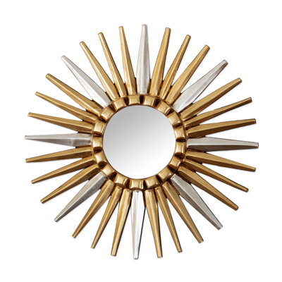 Bronze and Aluminum Wall Accent Mirror Crafted from Wood