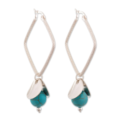 Sterling Silver Dangle Earrings with Reconstituted Turquoise