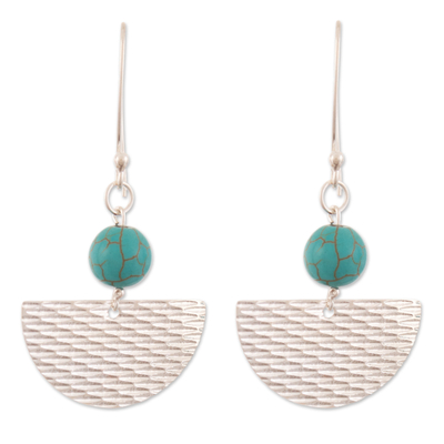 Sterling Silver Dangle Earrings with Reconstituted Turquoise