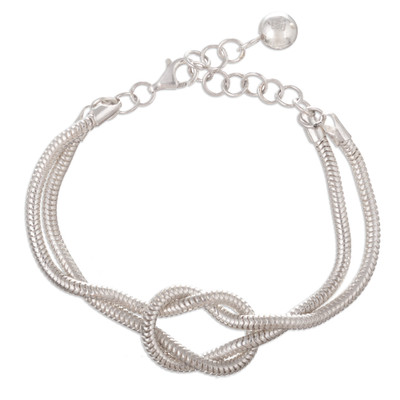 Unisex Sterling Silver Infinity Knot Wristband Bracelet