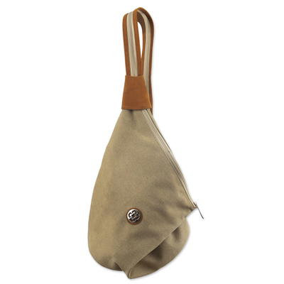 Cotton and Leather Shoulder Bag Crafted in Peru