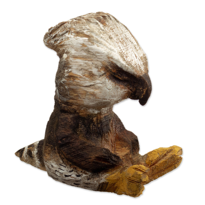 Hand-Carved Cedar Wood Sculpture of an Eagle from Peru