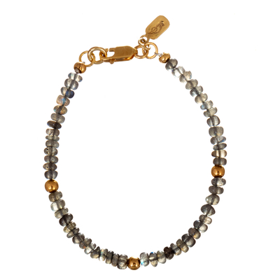 Labradorite Beaded Bracelet with 18k Gold Accents from Peru