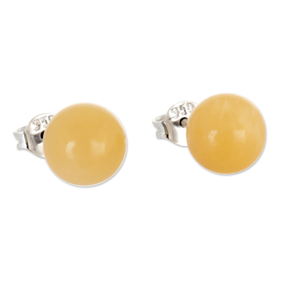 Sterling Silver Stud Earrings with Calcite Stone from Peru