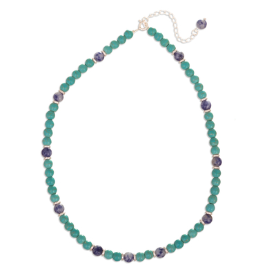 Reconstituted Turquoise and Sodalite Beaded Choker Necklace