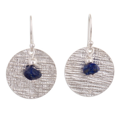 Modern Sterling Silver and Lapis Lazuli Dangle Earrings