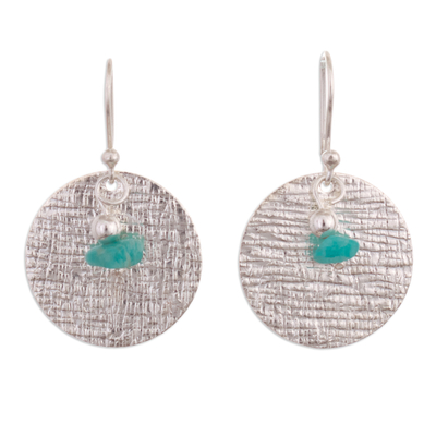 Modern Sterling Silver Dangle Earrings with Amazonite Stone