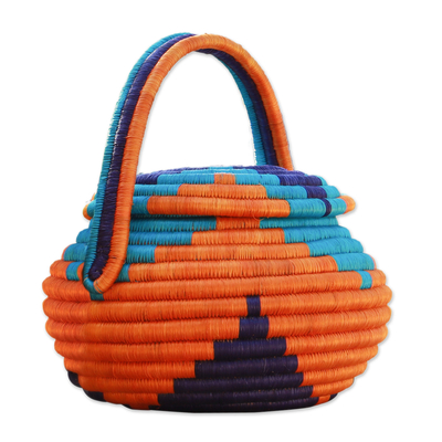 Guacamayas Natural Fiber Covered Basket from Colombia
