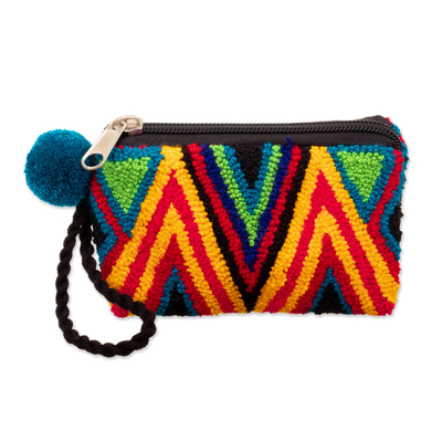 Geometric Handcrafted Colorful Coin Purse from Colombia