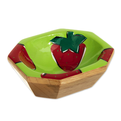 Handcrafted Strawberry-Themed Cedar Wood Catchall