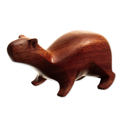 Capybara Mini Figurine Hand-Carved in Palo Sangre Wood