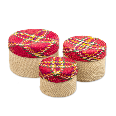 Handwoven Natural Fiber Colorful Baskets From Colombia