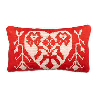 Handloomed Cajarmarca Heart-Themed Cushion Cover