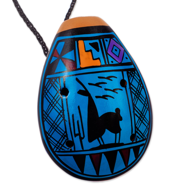 Ceramic Ocarina with Llama Motif Handcrafted in Peru