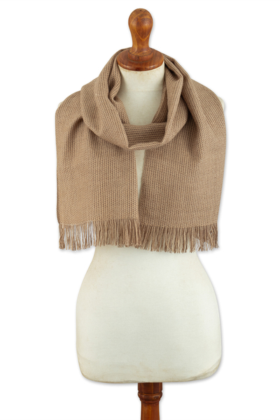 Brown Scarf Hand-Woven From 100% Baby Alpaca in Peru