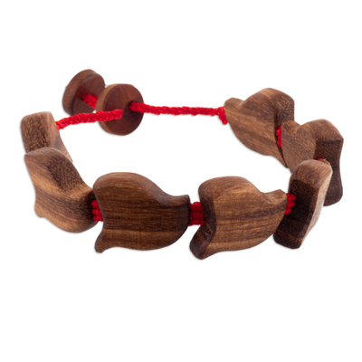 Handcrafted Brown and Red Reclaimed Wood Wristband Bracelet