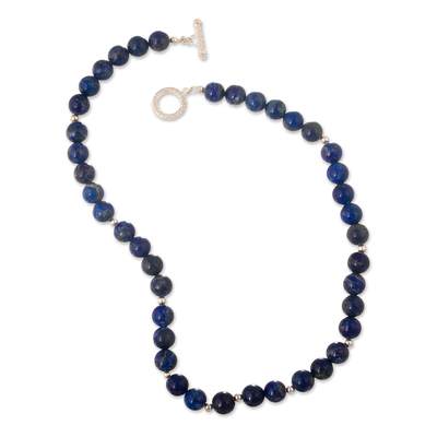 Sterling Silver and Lapis Lazuli Beaded Necklace from Peru